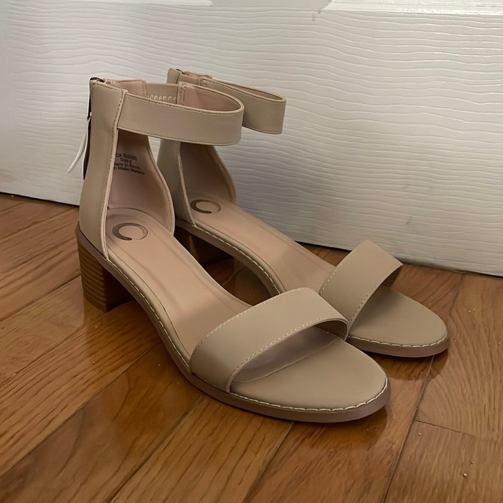 Nude Low Heel with Ankle Strap
